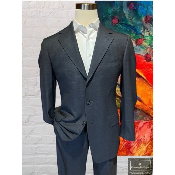 Ermenegildo Zegna Other - Vintage Ermenegildo Zegna 42R 33x31 Gray Plaid 2 Piece Suit Centoventimila Wool
